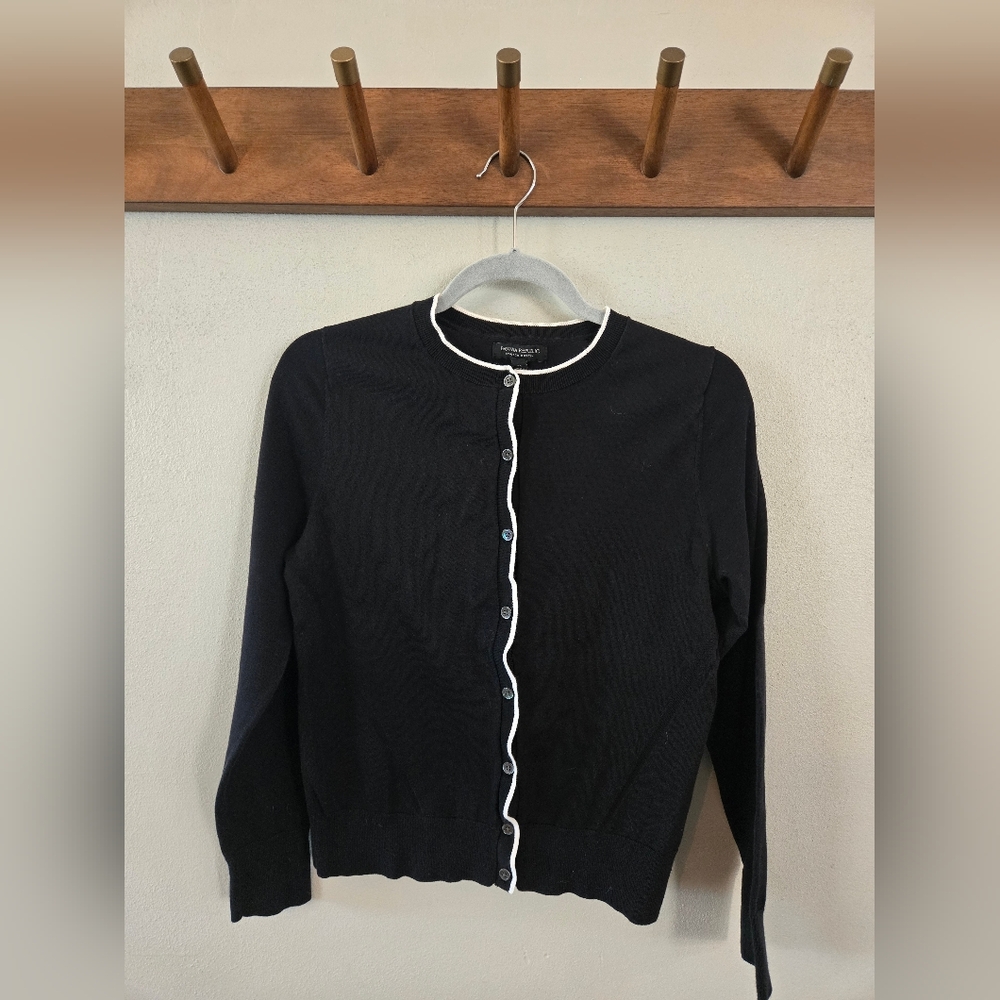 Banana Republic Black Cardigan with White Trim